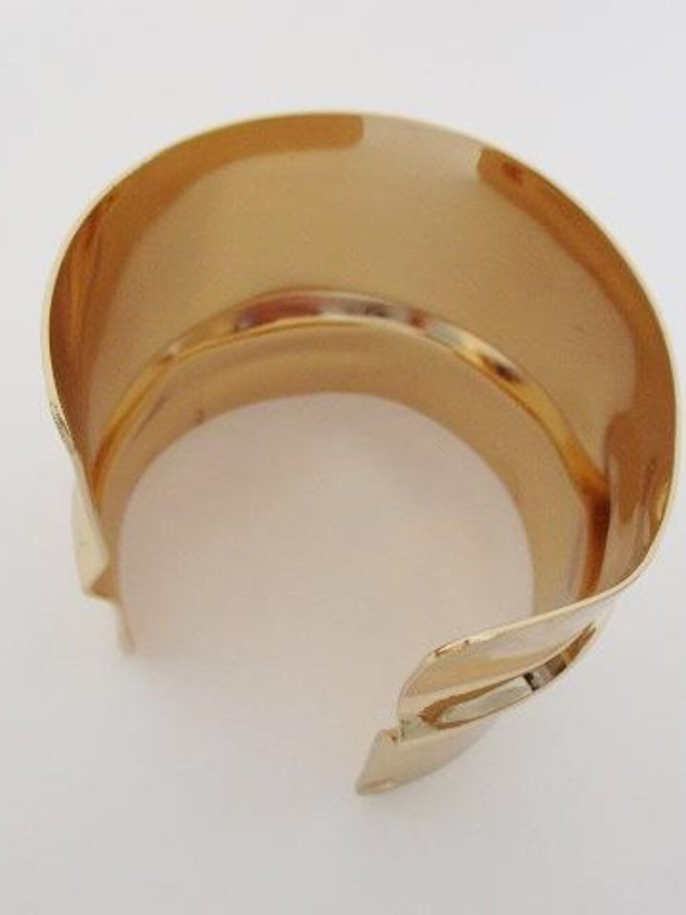 Gold Tone Wide Sculptural Statement Cuff Bracelet